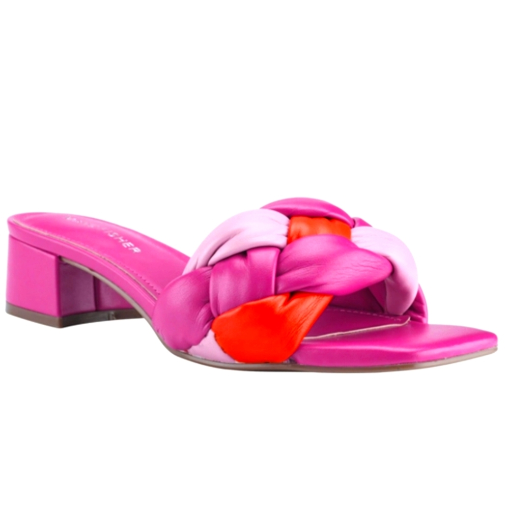 Marc Fisher Braided Slide Sandal in Hot Pink and Red